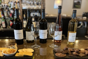 lago cellars wine bottles on bar